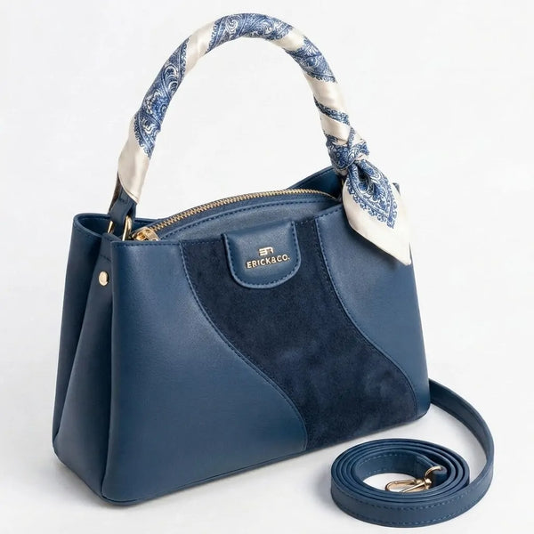 Erick&co - Borsa secchio con foulard Donna Modello Hobo Casual con Dettagli Dorati trapezoidale