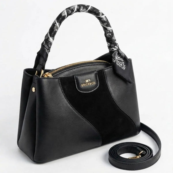 Erick&co - Borsa secchio con foulard Donna Modello Hobo Casual con Dettagli Dorati trapezoidale
