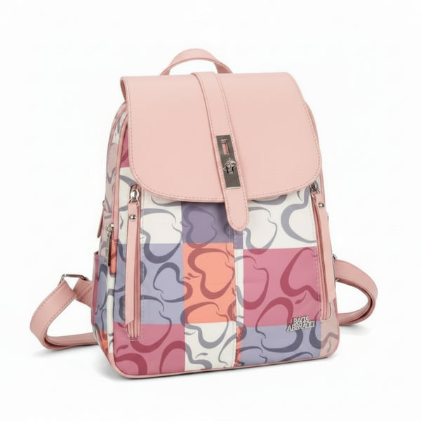Zaino donna firmato platta vintage Baci & Abbracci multitasche fantasia logo impermeabile zip zainetto