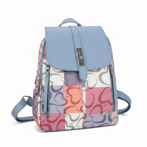 Zaino donna firmato platta vintage Baci & Abbracci multitasche fantasia logo impermeabile zip zainetto