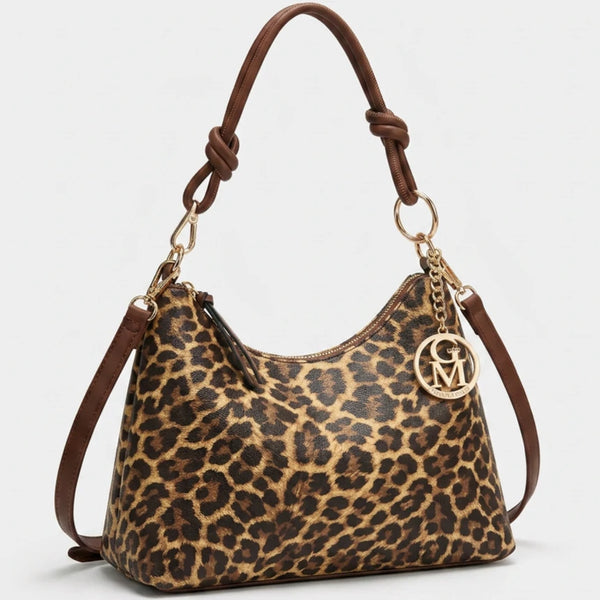 La selvaggia - Borsa a sacco hobo simil pelle fantasia animalier leopardata mucca