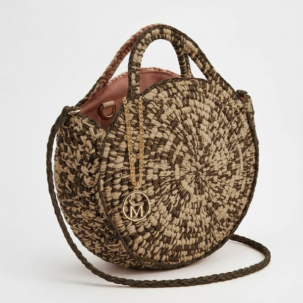 La Sorpriende - Borsa firmata Gyoiamea a paglia cordino ricamato shopping bag rotonda tonda cerchio