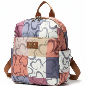 Zaino donna firmato Baci & Abbracci multitasche fantasia logo impermeabile zip zainetto