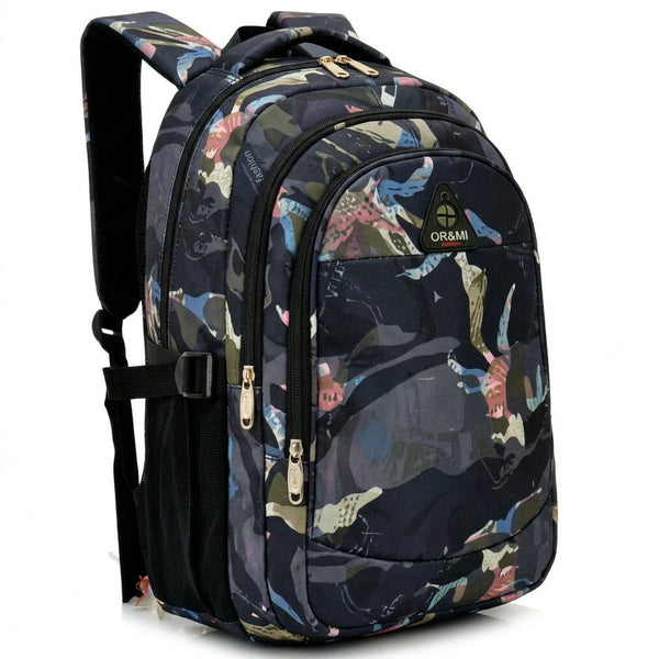OR&MI - Zaino scuola con imbottitura maschile femminile uomo donna fantasia capiente multitasche spalliere LINEA 2