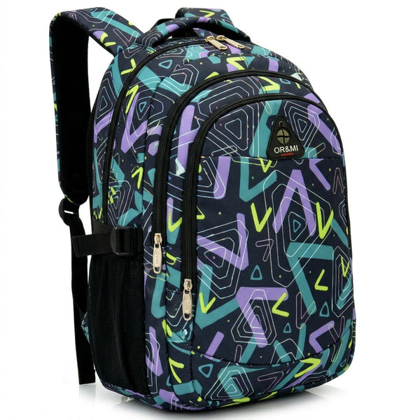 OR&MI - Zaino scuola con imbottitura maschile femminile uomo donna fantasia capiente multitasche spalliere LINEA 2