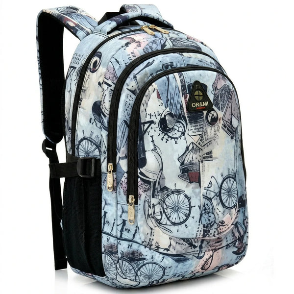 OR&MI - Zaino scuola con imbottitura maschile femminile uomo donna fantasia capiente multitasche spalliere