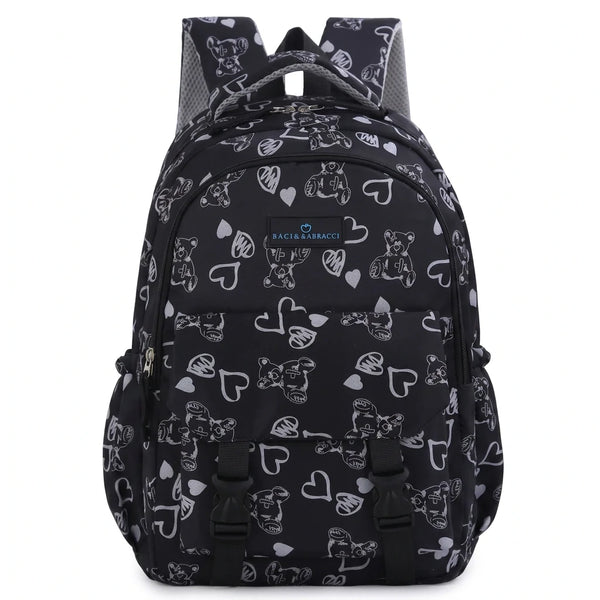 Baci&Abbracci - Zaino scuola viaggio con imbottitura femminile donna fantasia orsacchiotti cuori ragazza