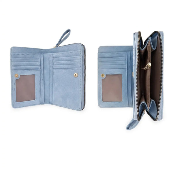 Mariella Burani - portafoglio 1 zip firmato donna con scatola porta carte donna novità simil pelle camoscio scamosciata idea regalo