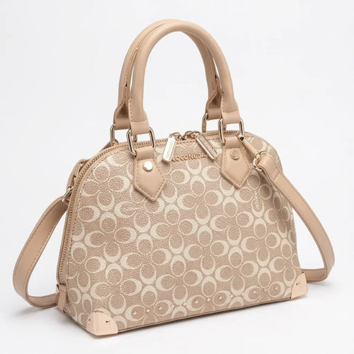 Coconuda - Borsa bauletto simil pelle fantasia Logata tote bag borchie piccola