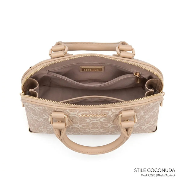 Coconuda - Borsa bauletto simil pelle fantasia Logata tote bag borchie piccola