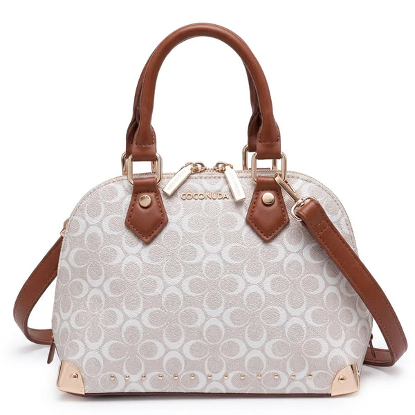 Coconuda - Borsa bauletto simil pelle fantasia Logata tote bag borchie piccola