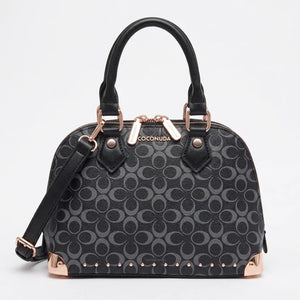 Coconuda - Borsa bauletto simil pelle fantasia Logata tote bag borchie piccola