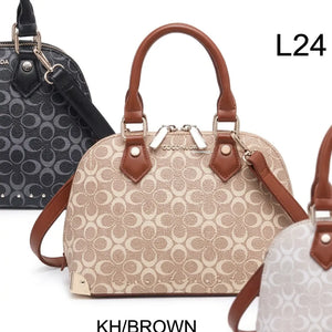 Coconuda - Borsa bauletto simil pelle fantasia Logata tote bag borchie piccola