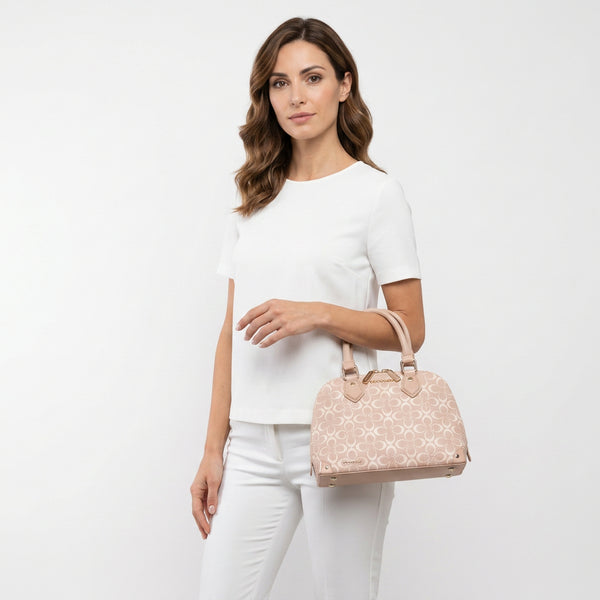 Coconuda - Borsa bauletto simil pelle fantasia Logata tote bag borchie piccola