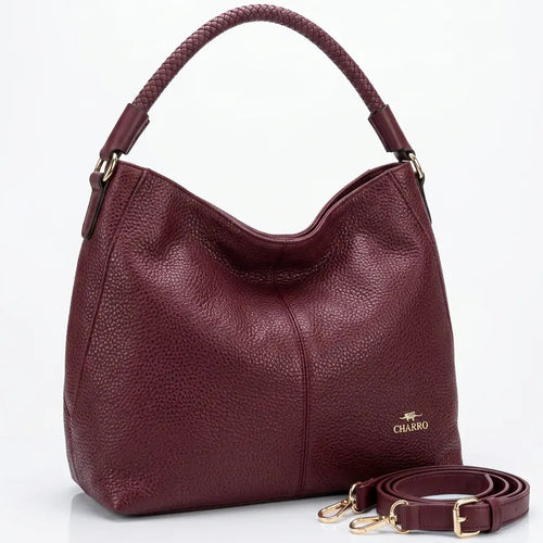 CHARRO - Borsa a Spalla Donna Beige in Pelle Morbida Borsa Hobo Grande con Tracolla monomanico