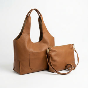 La Duo - borsa 2in1 con borsetta in simil pelle a sacco morbida capiente casual