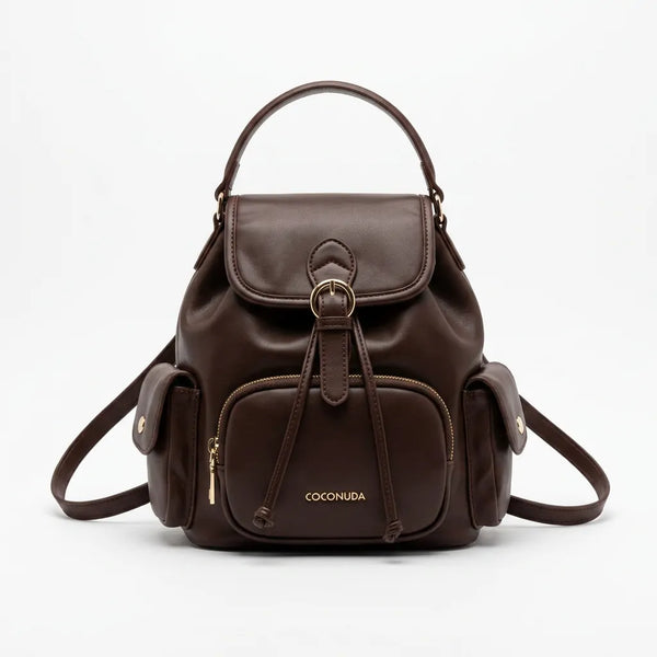 COCONUDA - zaino donna pelle cuoio spalla casual passeggio zainetto vintage tasche piccolo