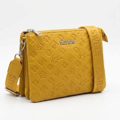 Sweet Years - Borsa multitasche firmata capiente giornaliera elegante 3 zip 2026 simil pelle pressata logata logo 3d