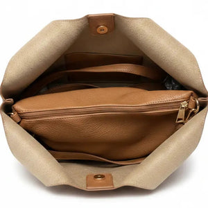 La Duo - borsa 2in1 con borsetta in simil pelle a sacco morbida capiente casual