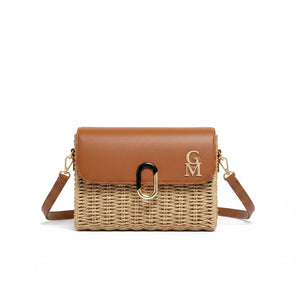 La Figghitta - Borsa Bauletto Donna In Paglia Rigida con Tracolla Borsetta Estiva a Mano tracolla