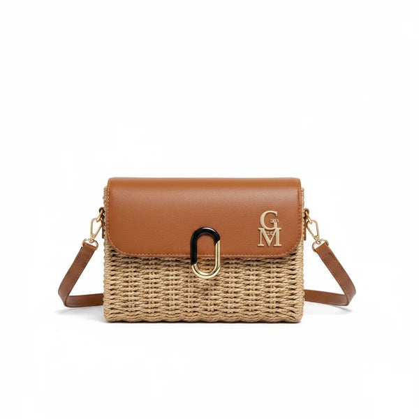 La Figghitta - Borsa Bauletto Donna In Paglia Rigida con Tracolla Borsetta Estiva a Mano tracolla