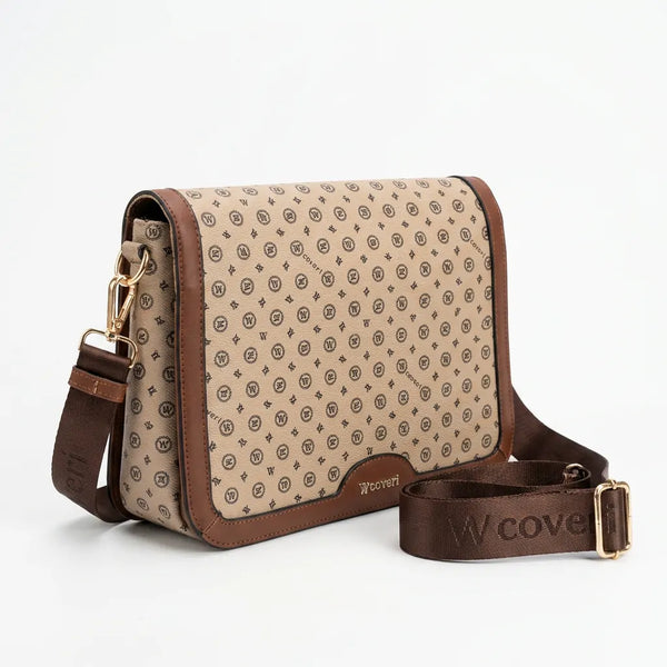 YYcoveri - Borsa firmata zip cerniere logata tracolla donna logo zip tracolla fantasia multi tasche platta