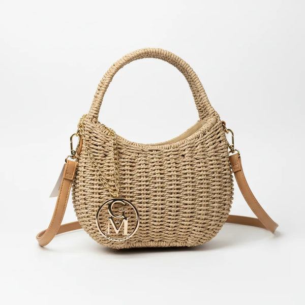 Maritata - Borsa Bauletto Donna In Paglia Rigida con Tracolla Borsetta Estiva a Mano tracolla
