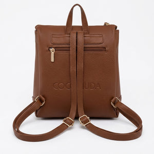 COCONUDA - zaino eco pelle venata donna cuoio casual vintage multi tasche capiente cartella