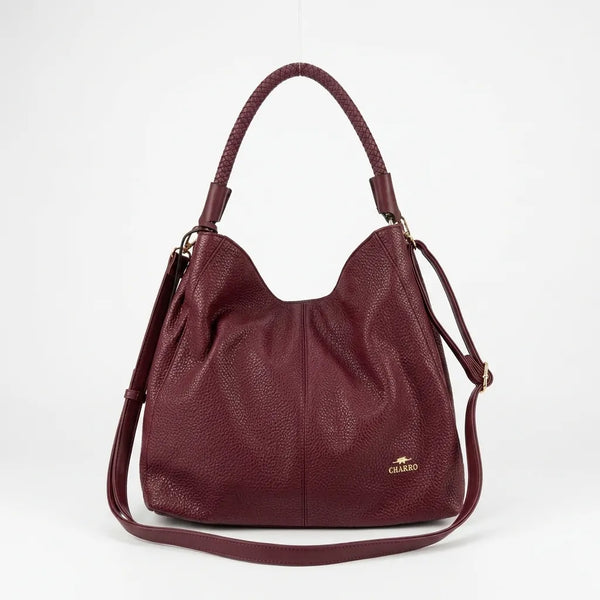 CHARRO - Borsa a Spalla Donna Beige in Pelle Morbida Borsa Hobo Grande con Tracolla monomanico