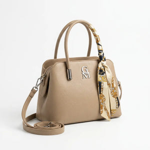 Nichitta - Borsa firmata GYOIAMEA borsetta bauletto con foulard tracolla a mani donna grande simil pelle venata