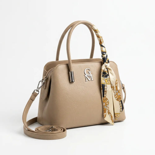 Nichitta - Borsa firmata GYOIAMEA borsetta bauletto con foulard tracolla a mani donna grande simil pelle venata