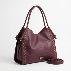 CHARRO - Borsa a Spalla Donna simil Pelle sacco borchie borchiata manici con nodo