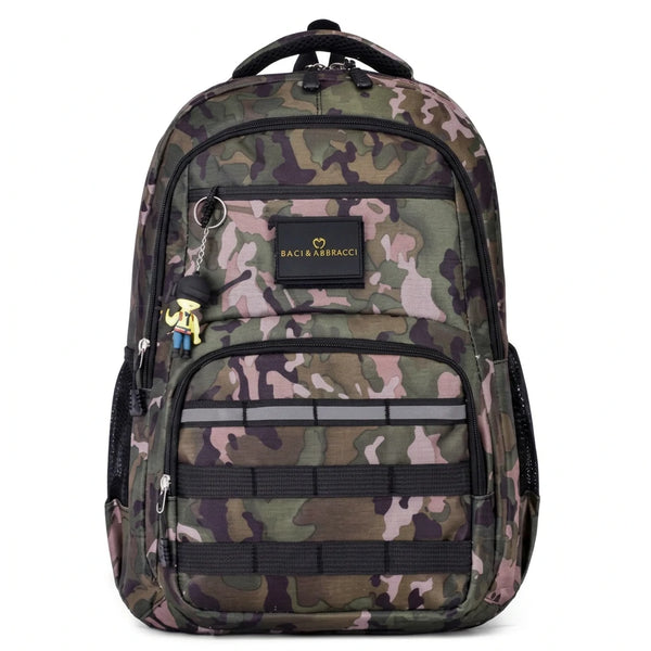 Baci&Abbracci - Zaino scuola viaggio con imbottitura maschile femminile uomo donna fantasia militare