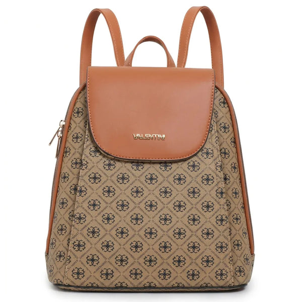 Valentini Gino - Zainetto zaino donna fantasia logata logo vintage simil pelle rigida multitasche passeggio