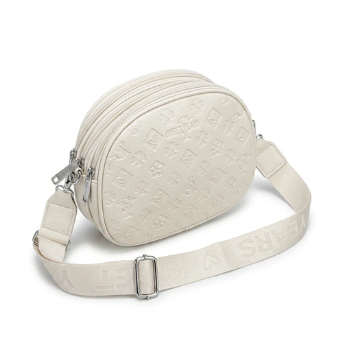 Sweet Years - Borsa multitasche firmata capiente giornaliera borsetta 3 zip 2026 simil pelle pressata logata logo 3d