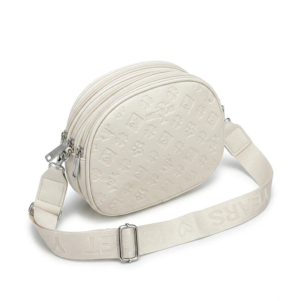 Sweet Years - Borsa multitasche firmata capiente giornaliera borsetta 3 zip 2026 simil pelle pressata logata logo 3d