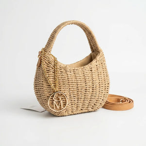 Maritata - Borsa Bauletto Donna In Paglia Rigida con Tracolla Borsetta Estiva a Mano tracolla