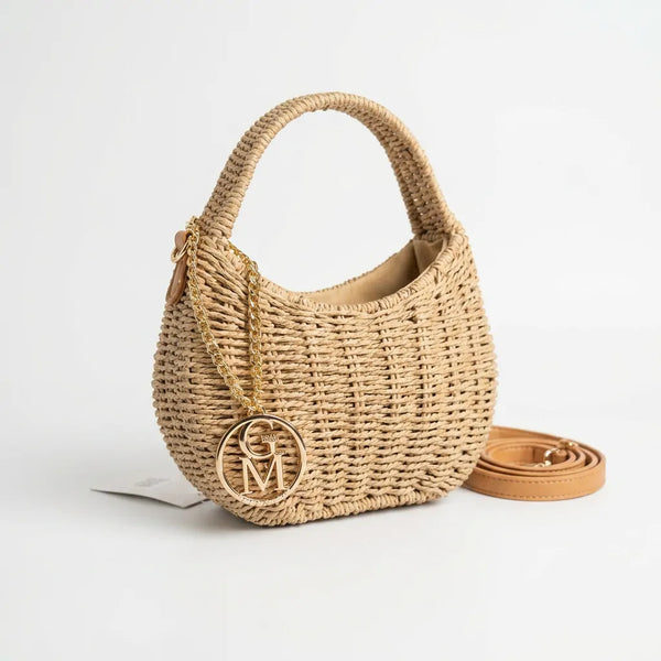 Maritata - Borsa Bauletto Donna In Paglia Rigida con Tracolla Borsetta Estiva a Mano tracolla
