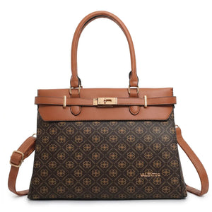 Valentini Gino - Borsa Donna grande tote bag Casual fantasia logata logo bauletto rigido vintage