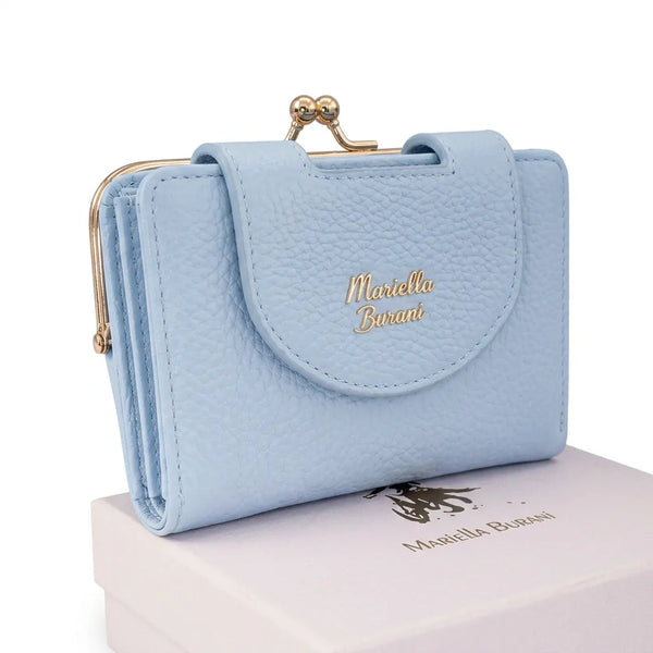 Mariella Burani  - portafoglio portamonete clucht piccolo firmato donna con scatola porta carte donna novità simil pelle zip