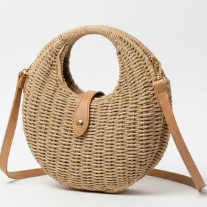 La Maldivas - Borsa Bauletto Donna In Paglia Rigida con Tracolla Borsetta Estiva a Mano