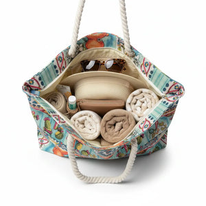 La Sicilia Bedda -  Borsa mare fantasia logo regione donna manici in corda