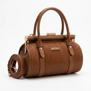 Erick&Co - Borsa Donna bauletto borsetta bag Casual rigido simil pelle plissettata trapuntata