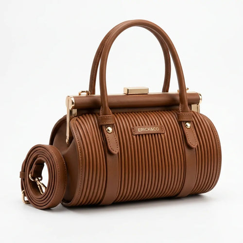 Erick&Co - Borsa Donna bauletto borsetta bag Casual rigido simil pelle plissettata trapuntata
