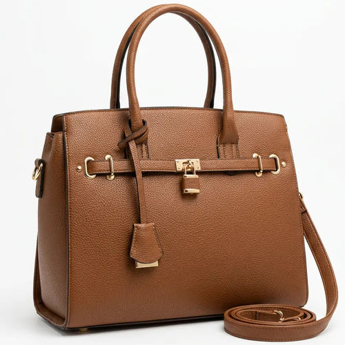 Borsa a bauletto biker lucchetto ciondolo donna elegante rigida