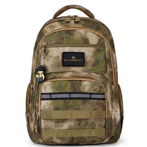 Baci&Abbracci - Zaino scuola viaggio con imbottitura maschile femminile uomo donna fantasia militare