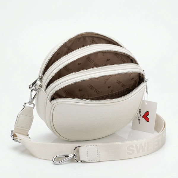 Sweet Years - Borsa multitasche firmata capiente giornaliera borsetta 3 zip 2026 simil pelle pressata logata logo 3d