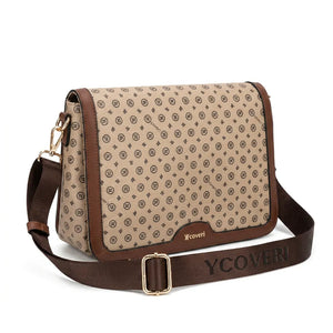 YYcoveri - Borsa firmata zip cerniere logata tracolla donna logo zip tracolla fantasia multi tasche platta