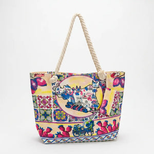 La Sicilia Bedda -  Borsa mare fantasia logo regione donna manici in corda