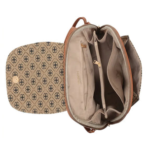 Valentini Gino - Zainetto zaino donna fantasia logata logo vintage simil pelle rigida multitasche passeggio